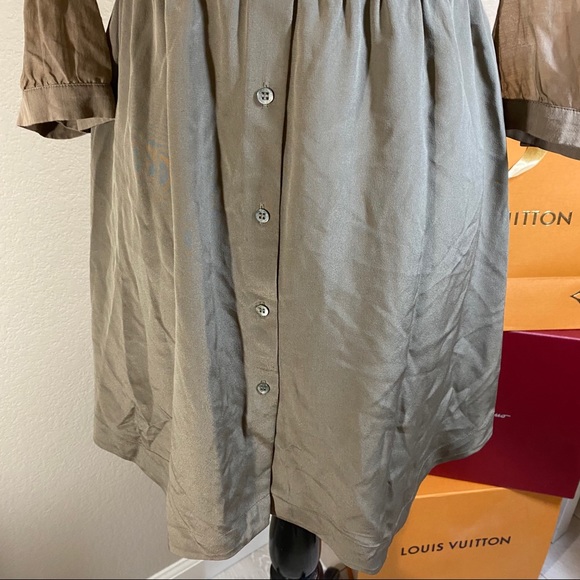 Karen Millen Mixed Media Button up Olive Dress Sz6 fits XS S - Picture 6 of 7